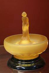Art Deco Amber Glass Float Bowl + Stand C1930 #