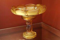 Art Deco Cherub Amber Glass Tazza - Comport C1930 #