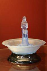 Blue Glass Art Deco Float Bowl on Stand ,,C1930 #