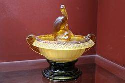 Deco Amber Glass Float Bowl C1930 #
