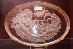 Art Deco Pink Glass 'Nymphen' Tray  #