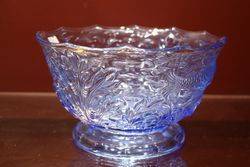 Stunning Art Deco Reich Blue Glass Embossed Fish Bowl  #