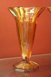 Pair Of Deco Amber Vases 