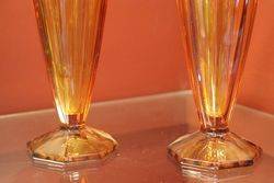 Pair Of Deco Amber Vases 