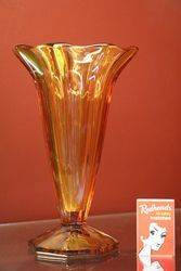 Pair Of Deco Amber Vases 