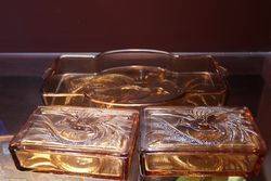 Art Deco Tray + 2 Trinket Boxes 