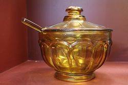 Davidson Amber Punch Bowl + Ladle C1930 