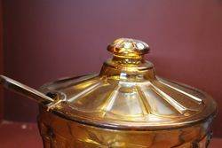 Davidson Amber Punch Bowl + Ladle C1930 