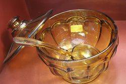 Davidson Amber Punch Bowl + Ladle C1930 