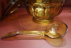 Davidson Amber Punch Bowl + Ladle C1930 