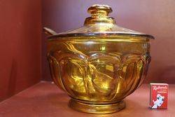 Davidson Amber Punch Bowl + Ladle C1930 