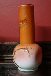 Victorian Peach Satin Glass Vase  #