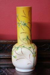 Victorian Yellow Satin Glass Vase  #