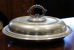 Antique Bead Edge Entree Dish C1890 EPNS Silver #