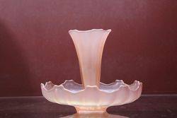 Art Deco Combination Pink Glass Vase - Comport Float Bowl .#