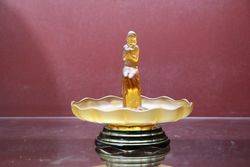 3 Piece Art Deco Sowerby Amber Glass Float Bowl C1930 #