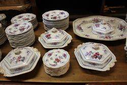 Antique JWR 200 Piece Japan Flowers Dinner Service 