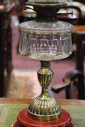 Victorian Oil Lamp  Cut Glass Font Original Shade C1900 