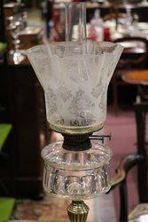 Victorian Oil Lamp  Cut Glass Font Original Shade C1900 