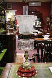 Victorian Oil Lamp  Cut Glass Font Original Shade C1900 