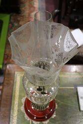 Victorian Oil Lamp  Cut Glass Font Original Shade C1900 