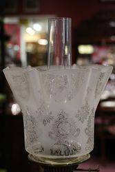 Victorian Oil Lamp  Cut Glass Font Original Shade C1900 