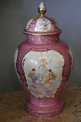 Germany Thuringia Porcelain Works Quality Covered Vase 