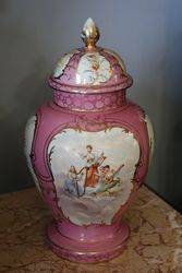 Germany Thuringia Porcelain Works Quality Covered Vase 