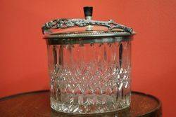 19th Century Glass And Silver Plated Biscuit Barrel C1890 