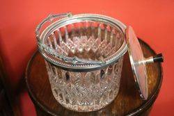 19th Century Glass And Silver Plated Biscuit Barrel C1890 