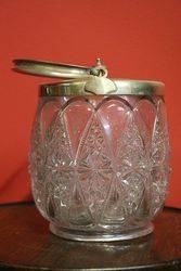 Late Victorian Silver Plated Glass Biscuit Barrel  #