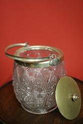 Late Victorian Silver Plated Glass Biscuit Barrel  