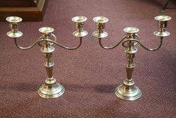 Pair of 20th Century 3 Branch Silver Plated Candelabra #