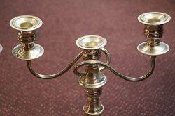 Pair of 20th Century Triple Arm Silver Plated Candelabra 