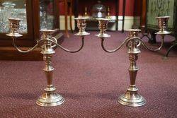 Pair of 20th Century Triple Arm Silver Plated Candelabra 