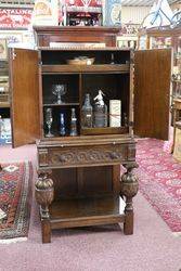 Oak Leather Drinks Cabinet 