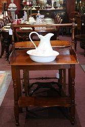 Antique Australian Cedar Washstand With Jug + Basin 