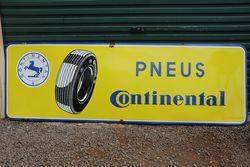 Large Pneus Continental Tyre Enamel Advertising Sign  