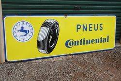 Large Pneus Continental Tyre Enamel Advertising Sign  