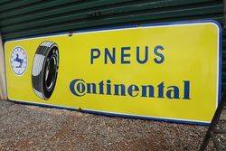 Large Pneus Continental Tyre Enamel Advertising Sign  