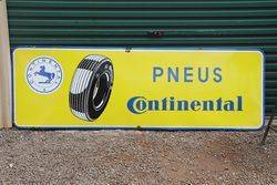 Large Pneus Continental Tyre Enamel Advertising Sign  