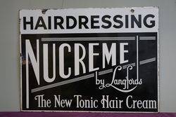 Nucreme Hairdressing By Langfords Double Sided Enamel Sign