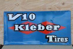 V10 Kleber Tires Aluminum French Advertising Sign  #