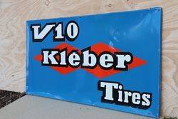 V10 Kleber Tires Aluminum French Advertising Sign  