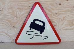 Vintage Enamel Triangle Traffic Sign  