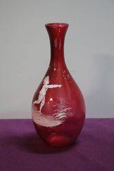 Antique Mary Gregory Ruby Glass Vase C1900 