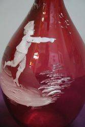 Antique Mary Gregory Ruby Glass Vase C1900 
