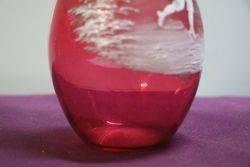 Antique Mary Gregory Ruby Glass Vase C1900 