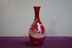 Antique Mary Gregory Ruby Glass Vase C1900 