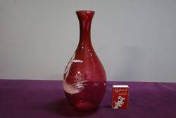 Antique Mary Gregory Ruby Glass Vase C1900 